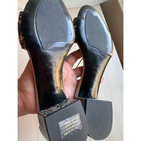 AGL  snake print  sandal with ankle strap  size 38/ Us 8 - Picture 10 of 14